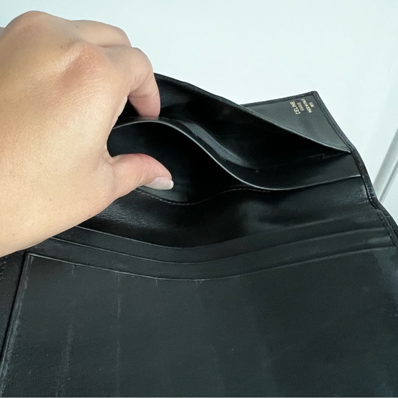 Authentic CELINE Leather Triomphe Long
Wallet Black Italy Long Slim Wallet - Picture 7 of 8